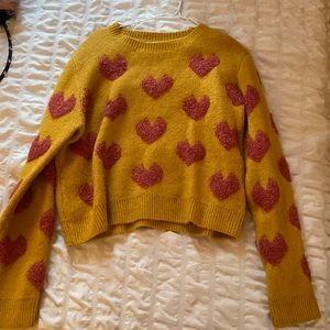 Yellow and pink heart sweater
